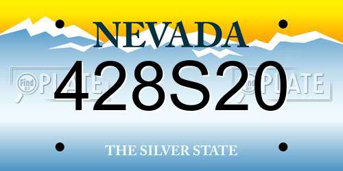 428S20 Nevada License Plate
