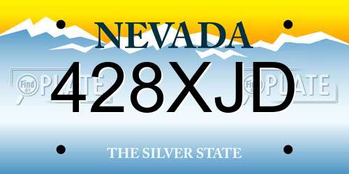 428XJD Nevada License Plate
