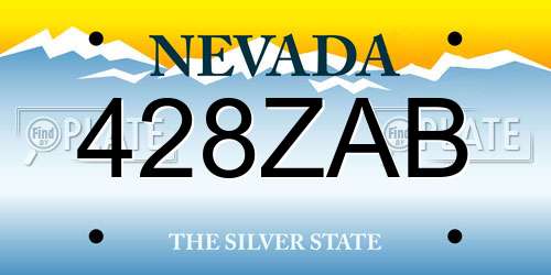 428ZAB Nevada License Plate