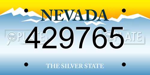 429765 Nevada License Plate