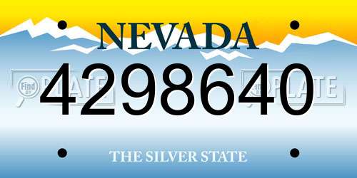 4298640 Nevada License Plate