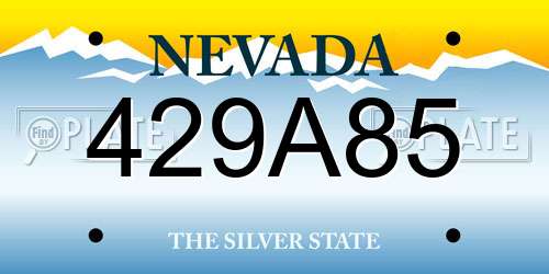 429A85 Nevada License Plate