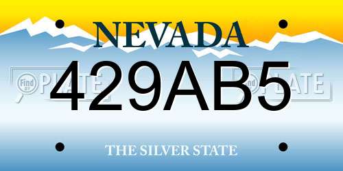 429AB5 Nevada License Plate