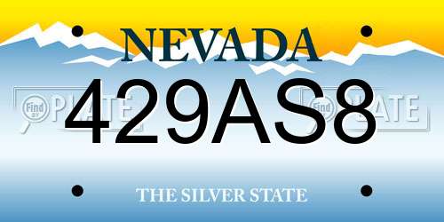 429AS8 Nevada License Plate