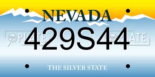 429S44 Nevada License Plate