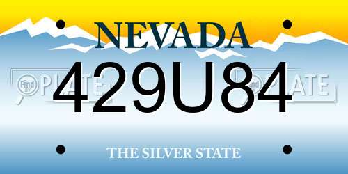 429U84 Nevada License Plate