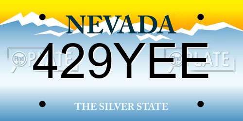 429YEE Nevada License Plate