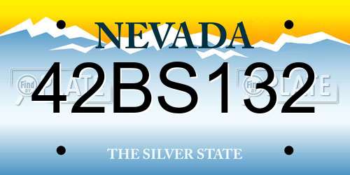 42BS132 Nevada License Plate