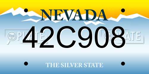 42C908 Nevada License Plate