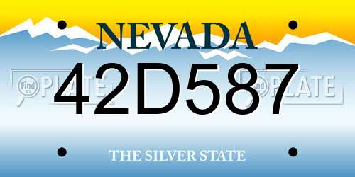 42D587 Nevada License Plate