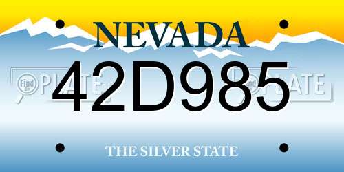 42D985 Nevada License Plate