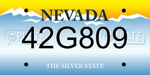 42G809 Nevada License Plate