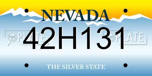 42H131 Nevada License Plate