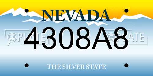 4308A8 Nevada License Plate