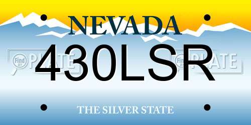 430LSR Nevada License Plate