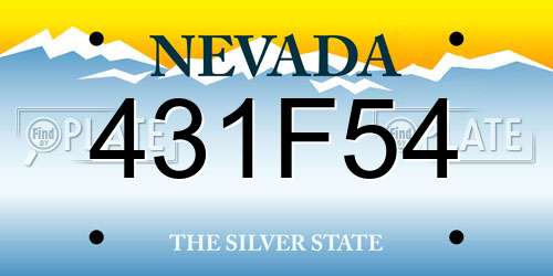 431F54 Nevada License Plate