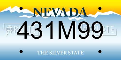 431M99 Nevada License Plate