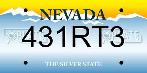 431RT3 Nevada License Plate
