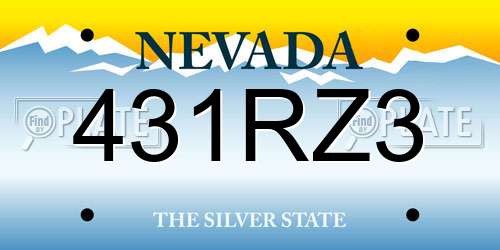 431RZ3 Nevada License Plate