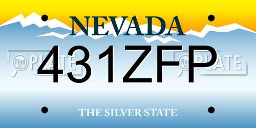 431ZFP Nevada License Plate