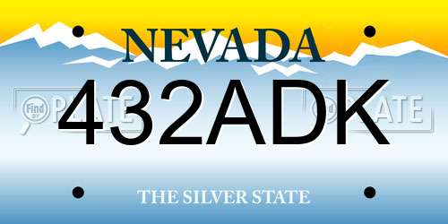 432ADK Nevada License Plate