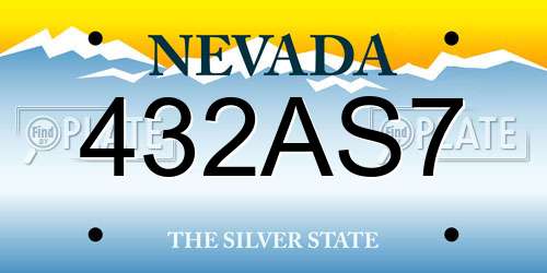 432AS7 Nevada License Plate