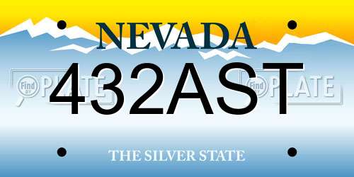 432AST Nevada License Plate