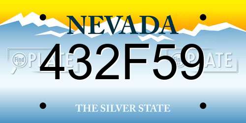 432F59 Nevada License Plate