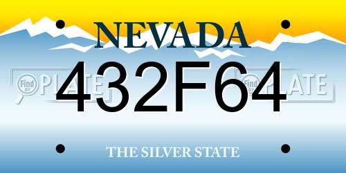 432F64 Nevada License Plate