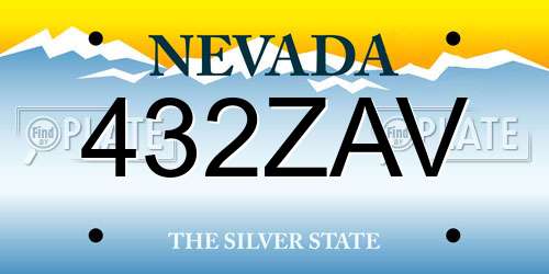 432ZAV Nevada License Plate