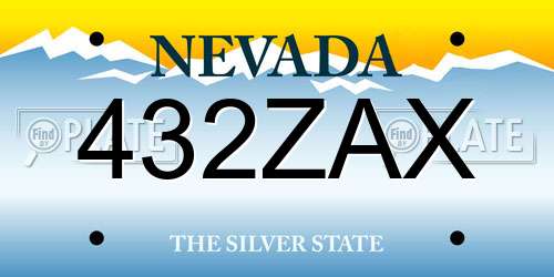 432ZAX Nevada License Plate