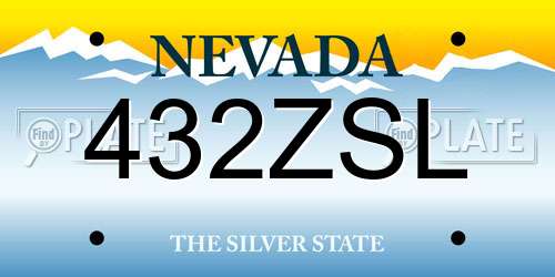 432ZSL Nevada License Plate