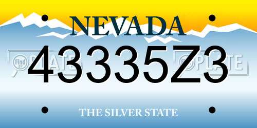 43335Z3 Nevada License Plate