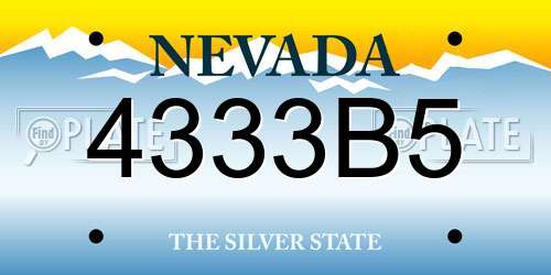 4333B5 Nevada License Plate