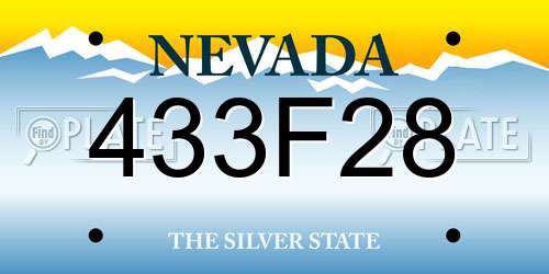 433F28 Nevada License Plate