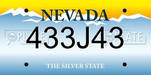 433J43 Nevada License Plate
