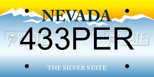 433PER Nevada License Plate