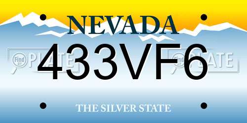 433VF6 Nevada License Plate