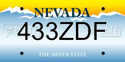 433ZDF Nevada License Plate