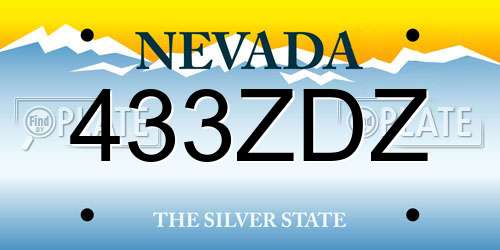 433ZDZ Nevada License Plate