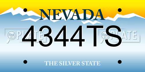 4344TS Nevada License Plate