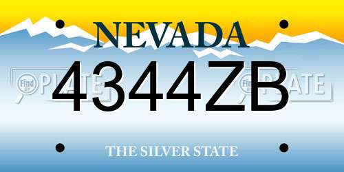 4344ZB Nevada License Plate