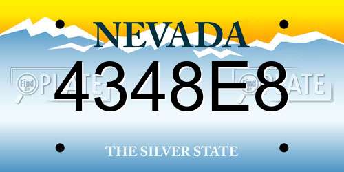 4348E8 Nevada License Plate