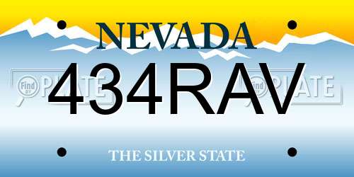 434RAV Nevada License Plate