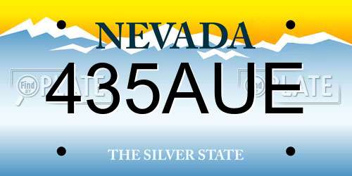 435AUE Nevada License Plate