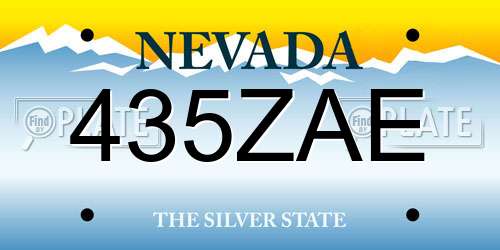 435ZAE Nevada License Plate