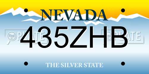 435ZHB Nevada License Plate