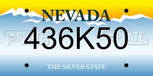 436K50 Nevada License Plate