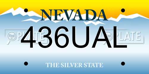 436UAL Nevada License Plate