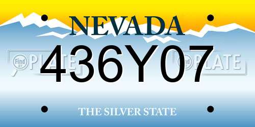 436Y07 Nevada License Plate